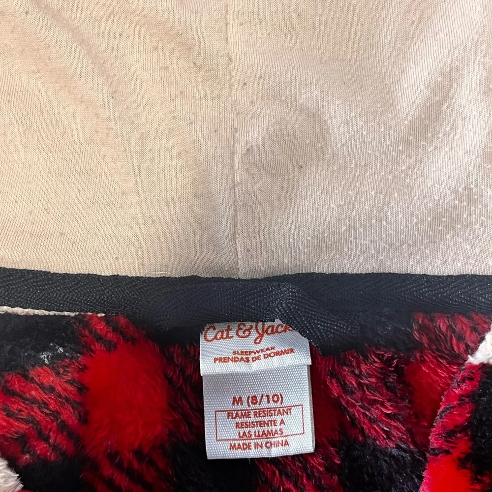 Cat &‎ Jack | Red Black Deer Hoodie Long Sleeve Belt Bathrobe 8/10